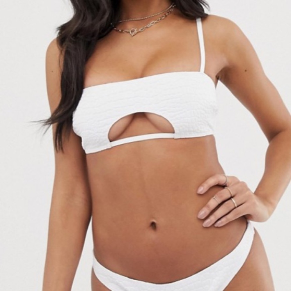ASOS White Croc Print Bikini Top
